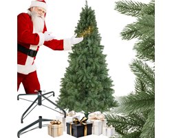 tectake® Kunstkerstboom, levensechte spuitgiet- en PVC-naalden, flexibele kunstdennentakken, kunstkerstboom met metalen standaard, kerstboom als kerstversiering (Groen, Premium: 230 cm 1346 punten)