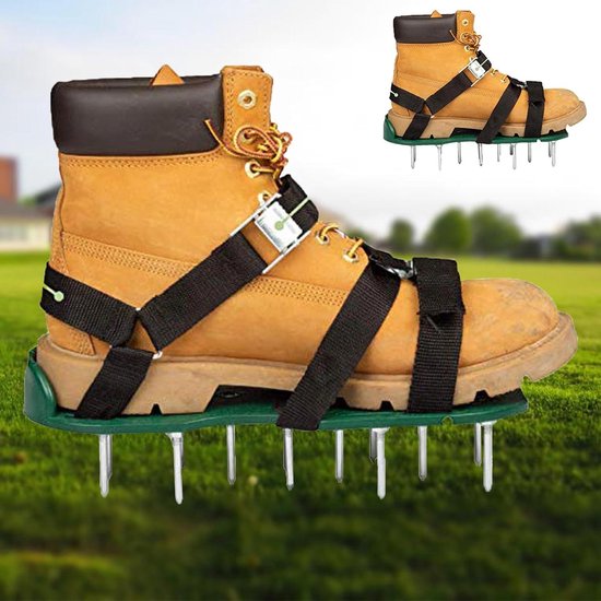 Gazon Beluchter Schoenen Gazon Beluchter Spiked Schoenen Met 4 Verstelbare Riemen En Metalen Verticuteermachine Voor Gazon Beluchter Tuinschoenen