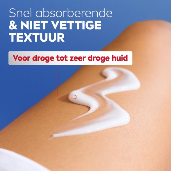 Witte lotion in een golf op een droge huid. Voor droge tot zeer droge huid.