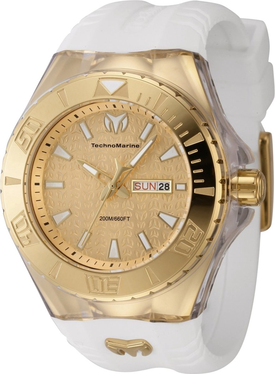 TechnoMarine Cruise TM-122014 Heren Horloge - Waterdicht - Analoog - Quartz Uurwerk - Roestvrij Staal met gouden Wijzerplaat - 48mm