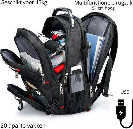 CHENG BAG Professionele Laptop Rugzak, Hoge Capaciteit Waterdichte School Tas Zakelijke Rugzak USB Opladen Poort Notebook Daypack University Unisex
