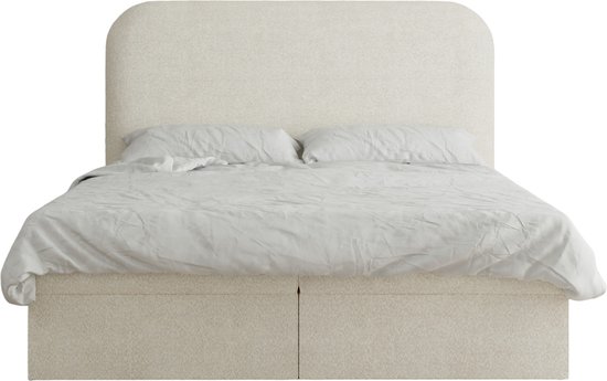 Lit à sommier tapissier 07 (Bonell, Topper, Bouclé, lit double tête de lit rembourrée avec sommier à lattes) - Gris clair (Anthology 15)