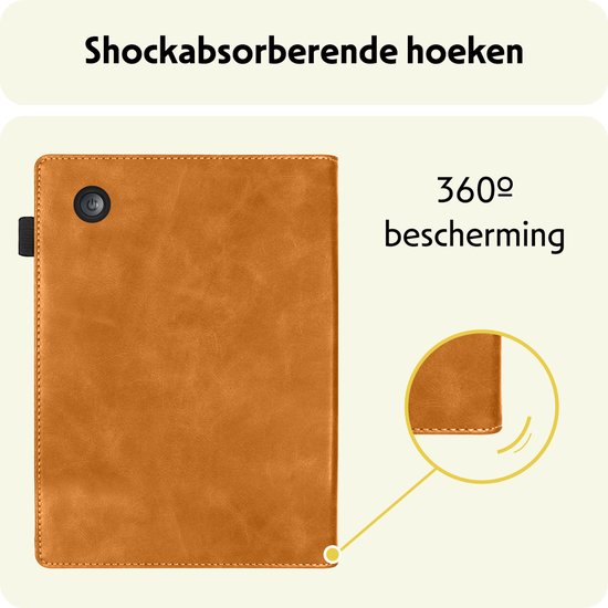 Hoesje Geschikt voor Kobo Clara Colour Hoes Leren Case Sleep Cover Leer - Hoes Geschikt voor Kobo Clara Colour Hoesje E-reader Leer - Bruin van Hoesje  — afbeelding 5