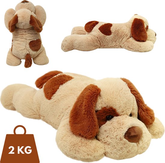 Big Baloo Verzwaringsknuffel Hond 70cm Knuffels - Verzwaarde Anxiety Knuffel Hond - Zware Weighted Stuffed Animal - Kawaii Plushie Sensorisch Speelgoed - Dieren Verzwaringskussen Voor Baby, Kinderen & Volwassenen 2 KG