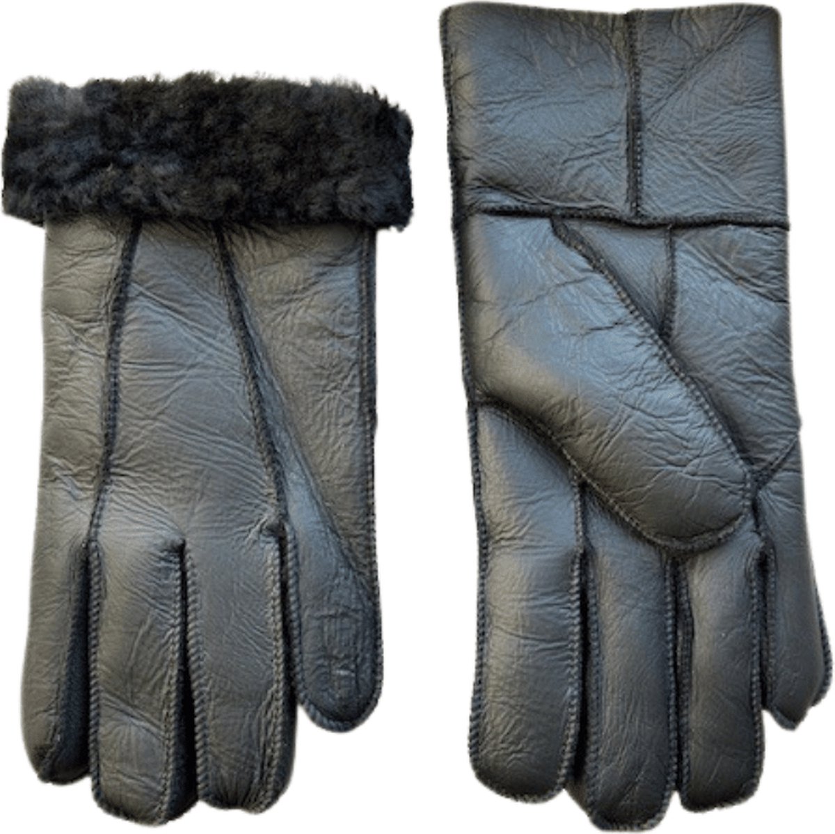 Leren handschoenen heren - Handschoenen heren winter - Lammy - Wol - Winddicht en waterafstotend - Zwart - Maat M