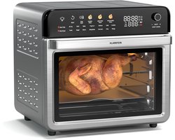 Klarstein Airfryer AirGlaze Digitale Kleuren Heteluchtfriteuse – 34 liter, 2200 W, 19 Programma's, Rotisserie, Touchscreen, 40-350 °C, Pizzasteen & Grillroosters, Roestvrij Staal, Dubbelwandige Deur, Zwart - voor Keuken - Heteluchtoven
