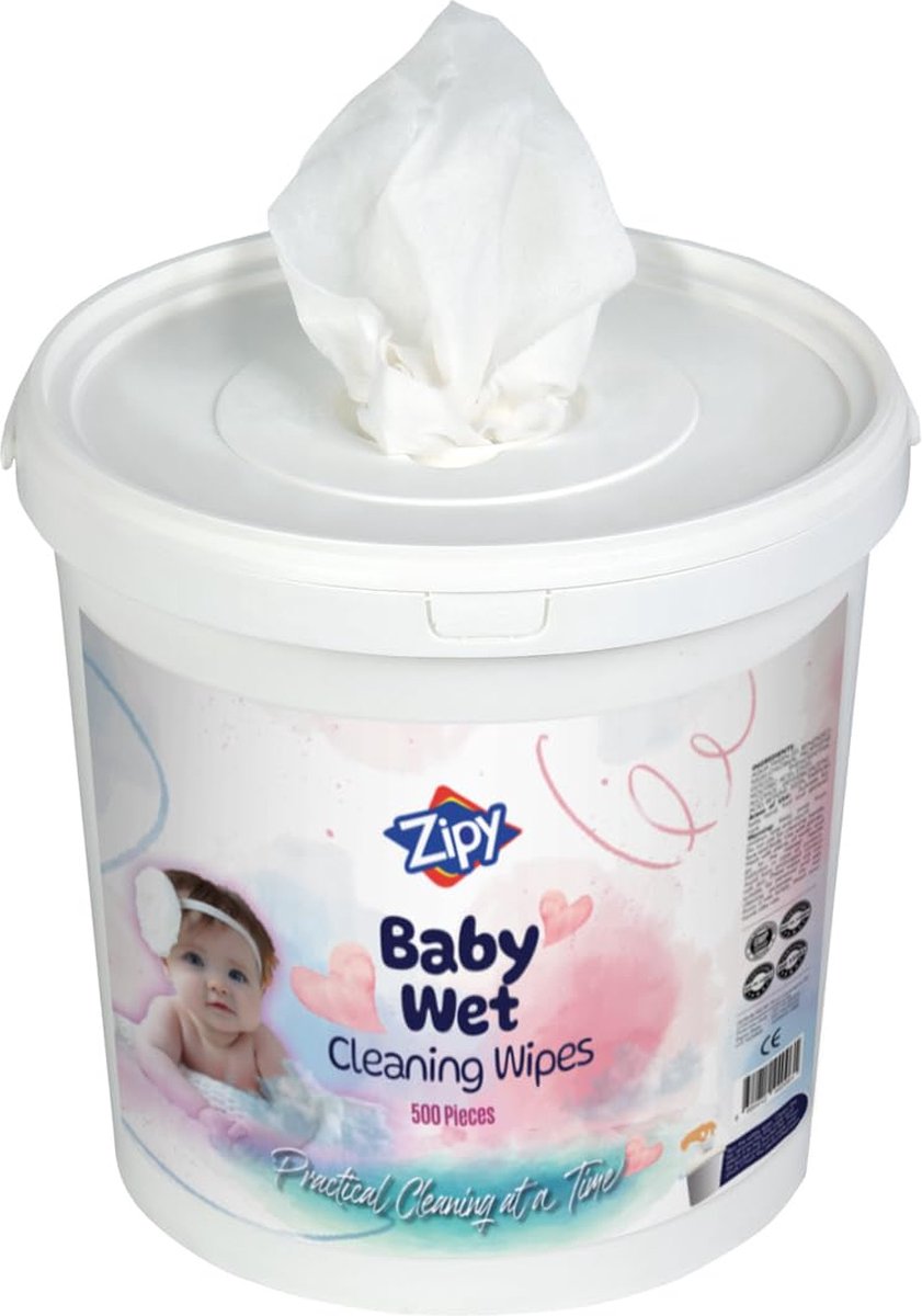 Goedkoopste ZIPY Bucket Babydoekjes Organic Katoenvezels met Aloë Vera - Verpakking van 550 stuks (22 x 22 cm) - XL
