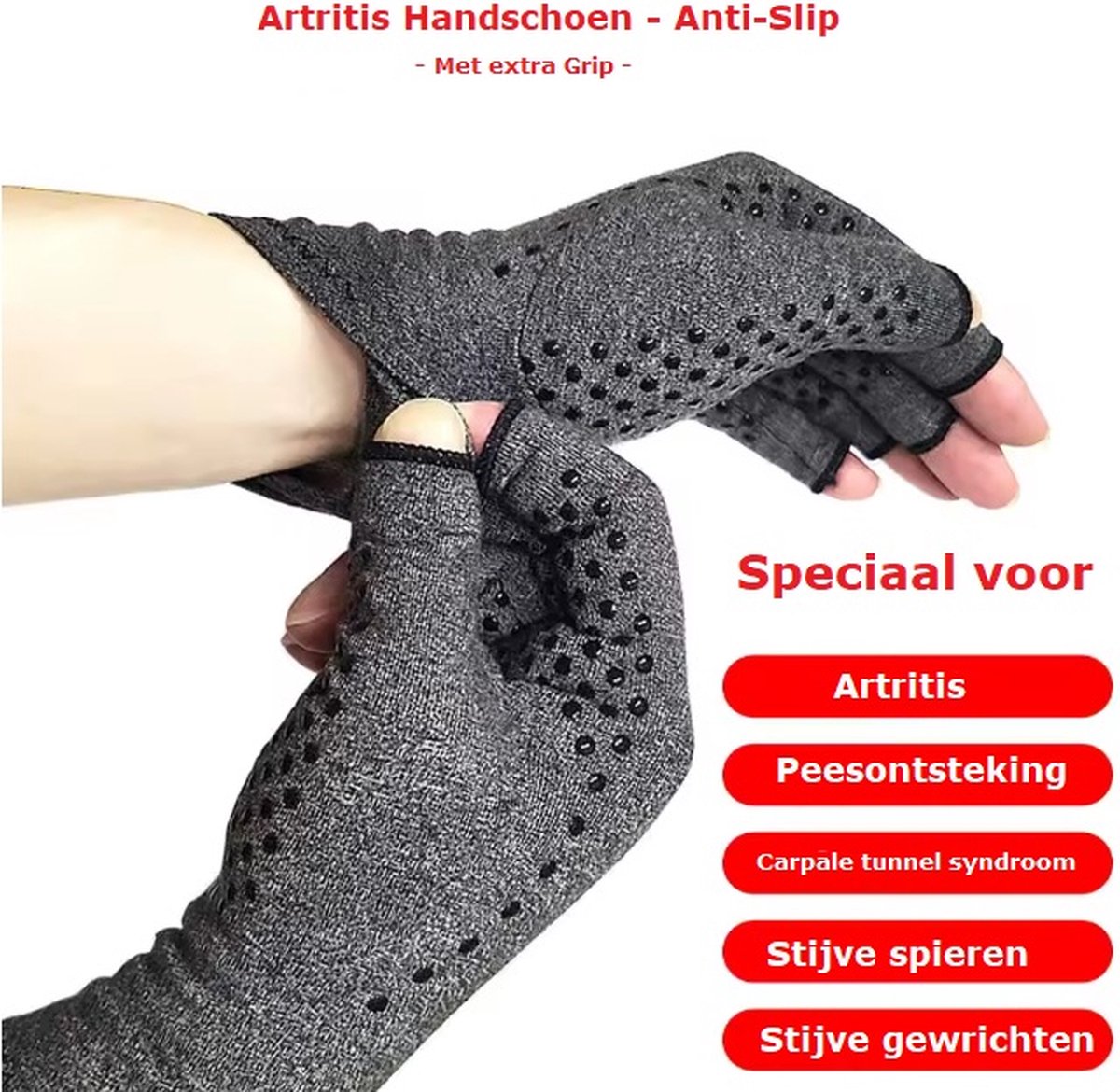 Goedkoopste Pro-orthic Reuma Artritis Handschoen Anti-Slip Grijs - Medium