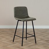 Bronx71® Tabouret de bar éco cuir Mikky vert olive - Réglable en hauteur : 68-79 cm - Tabouret de bar vert - Chaise de bar - Tabourets de bar de bar avec dossier