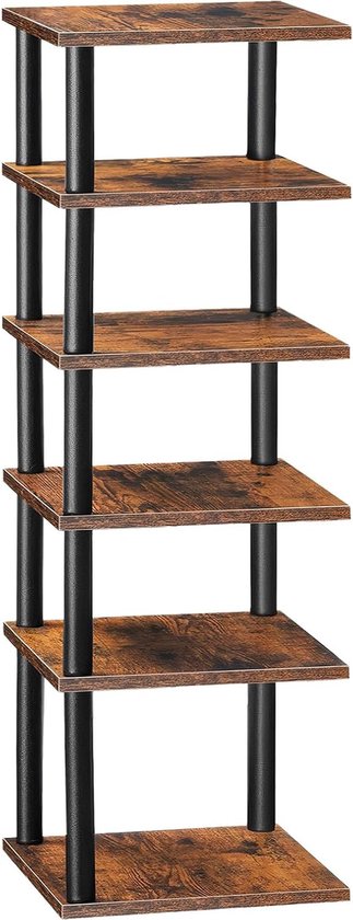 HOOBRO Verticaal schoenenrek, smal, met 6 plankjes, schoenenopbergorganizer voor kleine ruimte, 28 cm (l) x 28 cm (b) x 100 cm (h), kast, hal, gang