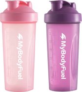 MyBodyFuel - Shakebeker - 700 ml - met mixfilter - Roze en Paars - Set van 2 - Proteïne Shaker - BPA-vrij