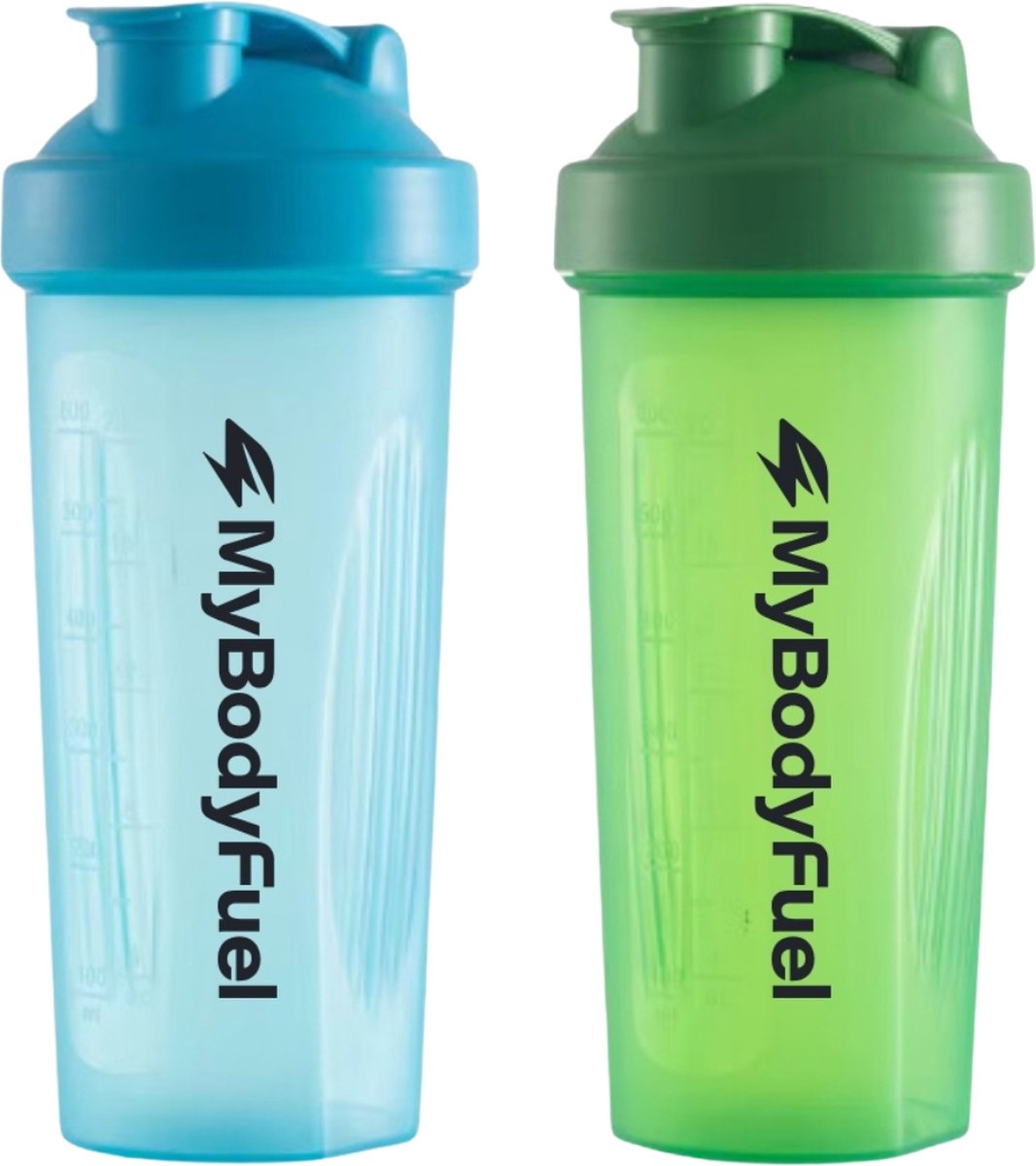 Goedkoopste MyBodyFuel - Shakebeker - Proteïne Shaker - inclusief mixfilter - Blauw en Groen - Set van 2 stuks - Shakebeker 700 ml - BPA vrij