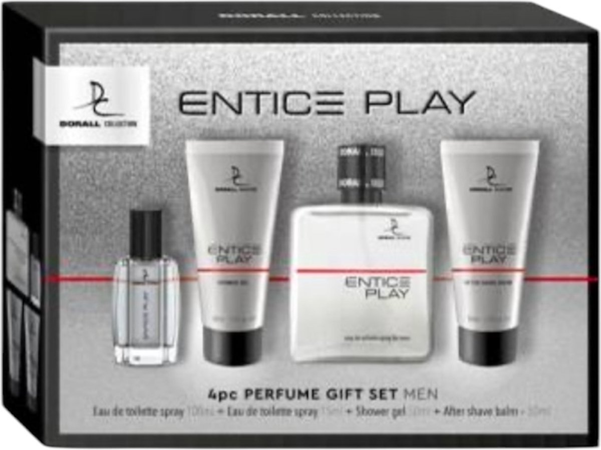 Goedkoopste Dorall geschenkset Heren Parfum Entice Play Giftset 100ml 15ml edt sh aft