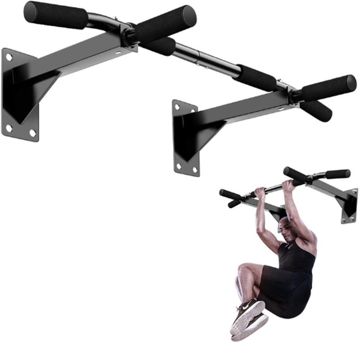 Wandoptrekstangen – Wandgemonteerde Optrekstang Met Antislip Handgrepen – Wandmontage Optrekstang – Pull-Up Chin Up Bar Voor Thuis – Fitness – Gym – Training Optillen
