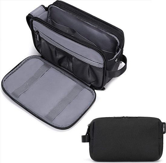 Toilettas - Luxe organizer - Zwart - Heren - Dubbele rits