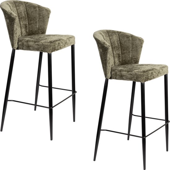 Tabouret de Comptoir Georgia Dutchbone Vert - Set de 2