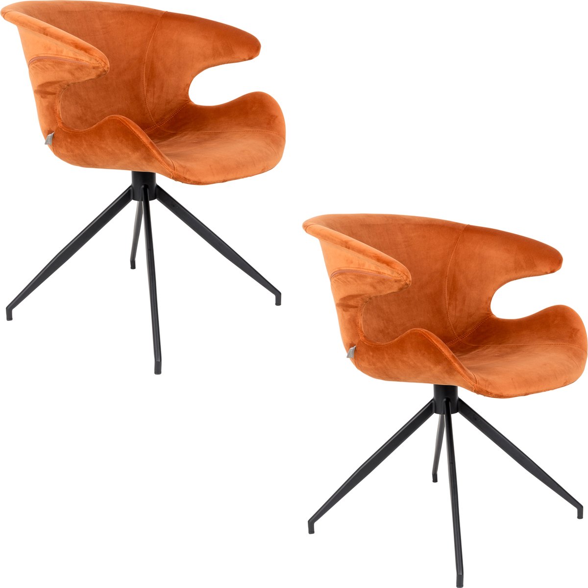 Zuiver Mia Eetkamerstoelen Armleuning Oranje - Set van 2