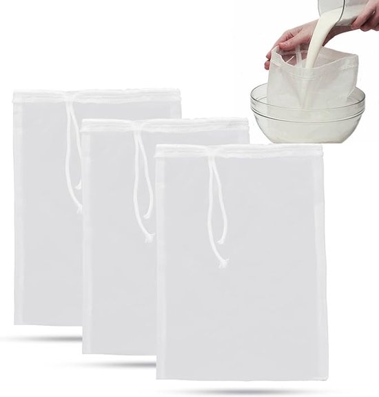 10 pièces - Tamis Nourriture - Tissu anti-ortie - Tissu tamis - Tamis fin - Réutilisable - 30 x 45 cm - 200 mailles - Blanc - Sac filtrant en nylon - Tamis de passage - Utilitaires de Cuisine