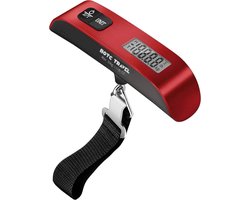 BOTC Digitale kofferweegschaal - Bagageweegschaal tot 50KG met Weeghaak - Rood