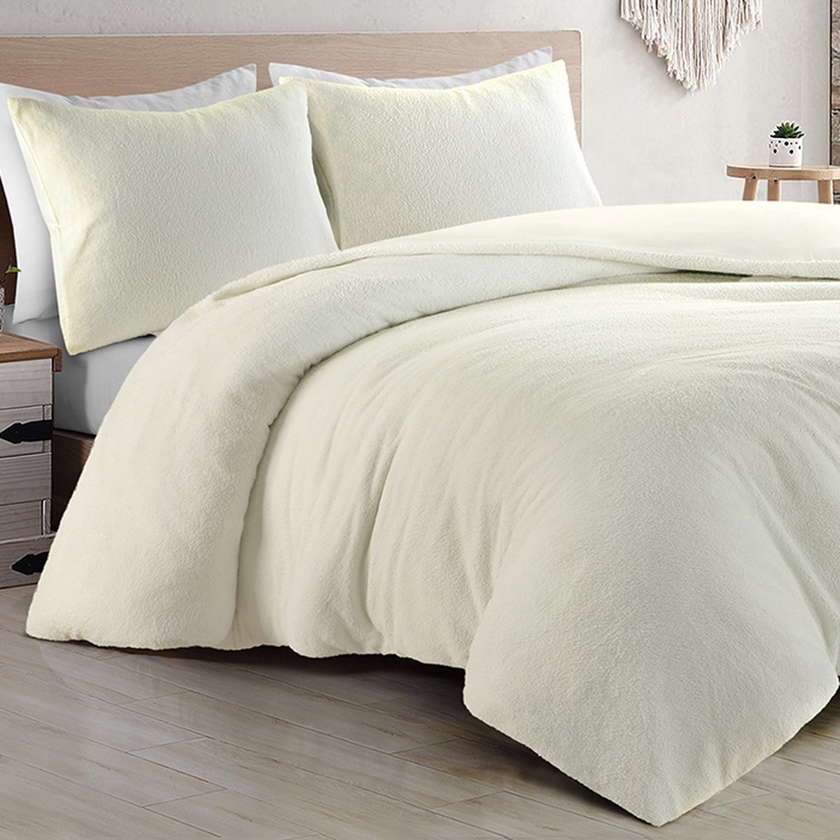 Zavelo Teddy Comfort Dekbedovertrek Creme - Lits-jumeaux (240 x 200/220 cm) - Heerlijk Warm - Topkwaliteit - Fluffy Dekbed