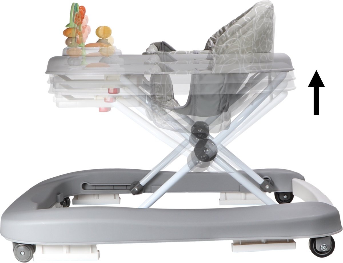 MamaLoes Loopstoel met Speelbord - Evi Grijs - Loopstoeltje Baby - Jongen & Meisje - Baby Walker met Wielen – foto 5