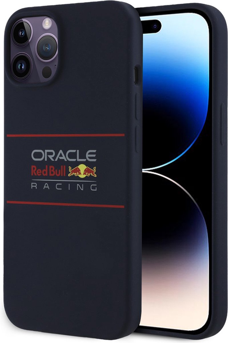 Red Bull Racing Silicone Oversize Horizontal Logo Back Cover hoesje met MagSafe voor Apple iPhone 14 Pro - Donkerblauw