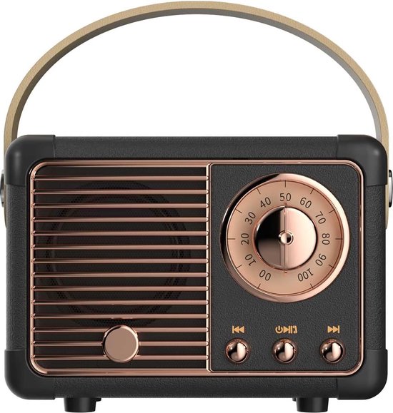 Retro Bluetooth Speaker Draadloos Draagbaar Vintage Design Zwart Mini Bass Boost Bluetooth 5.0