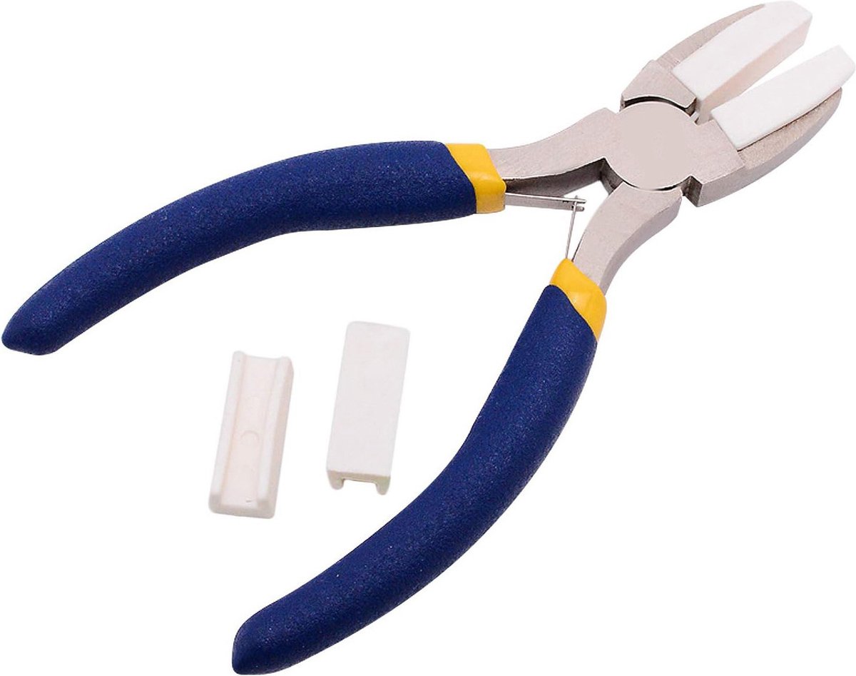 oCreon Dubbele Nylon Kaaktang - Platte Neus Tang Blauw - Voor Draad Buigen & DIY Sieraden Maken