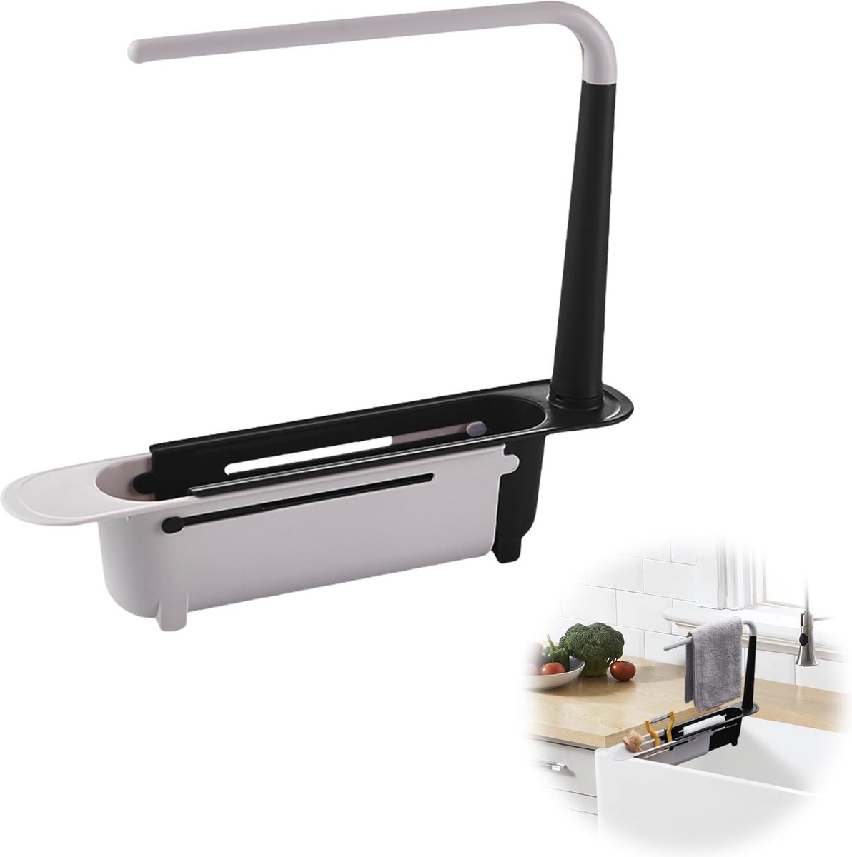 La'Moussawi ® Teleskopische Keukenorganizer voor Efficiënte Spoelbakopslag en Droogruimte