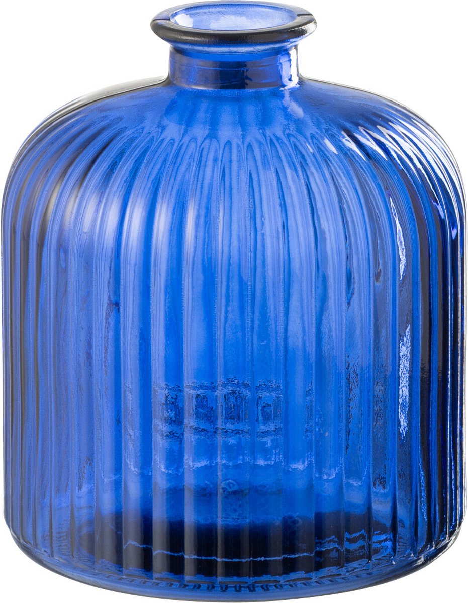 vaas Fles Stripe - glas - blauw - small - Ø 14.5 cm