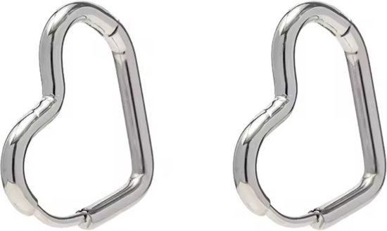 Boucles d'oreilles créoles Borasi Hartjes Couleur argent | Acier inoxydable | 2 cm | Bijoux pour femmes | Cerceaux | Boucles d'oreilles femmes |