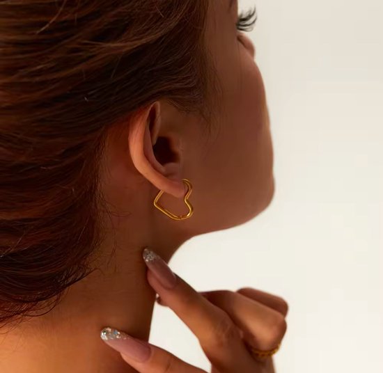 Boucles d'oreilles créoles Borasi Hartjes Couleur argent | Acier inoxydable | 2 cm | Bijoux pour femmes | Cerceaux | Boucles d'oreilles femmes |