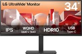 Bol.com LG 34BA75QE-B - QHD Ultrawide Monitor - IPS - USB-C 90w - RJ-45 - 34 inch aanbieding
