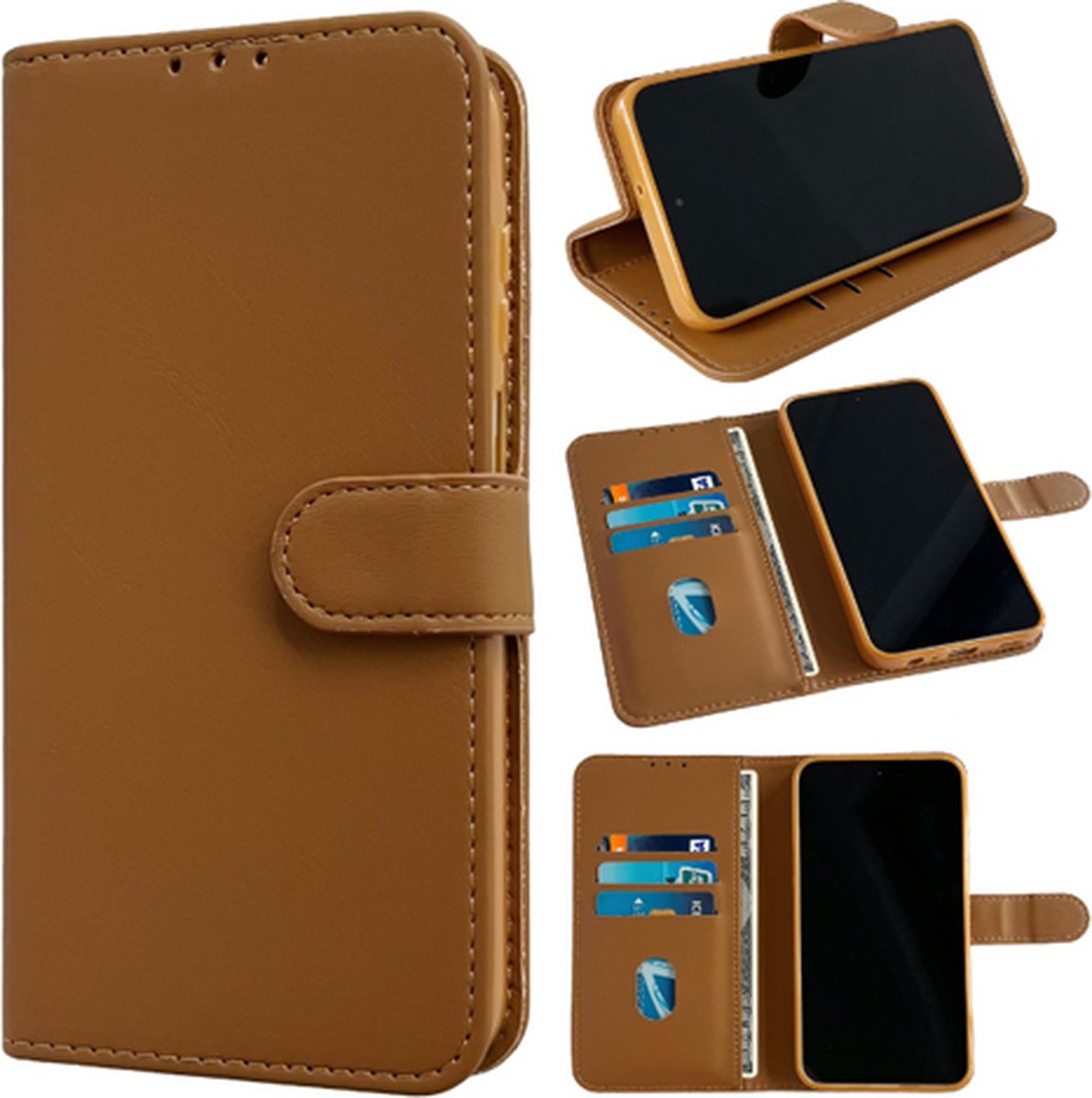 Geschikt voor Oppo Reno 12 Pro (5G) Fab Bookcase - Bruin - Telefoonhoesje - Book Case