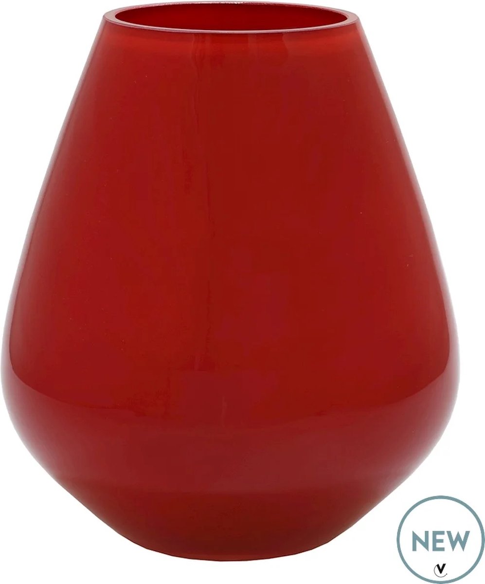 Vase The World Vaas Tasman Bright Red | Small | Mondgeblazen glas | Ø18 x H20 cm Rood