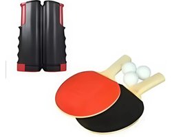 foto van Tafeltennis Set – Ping Pongset – Tafeltennis Batjes – Pingpong – Tafel Tennis Ballen – Balletjes – Net – Uitschuifbaar - Cadeau - Volledige Set