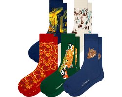 Kunst sokken - Feestdagen 5-pack: van Gogh, Klimt, Dürer - Sokken Heren 41 46 - Biologisch Katoenen Sokken - funny socks happy - Vrolijke Sokken - Grappige Sokken - Sokken Cadeau