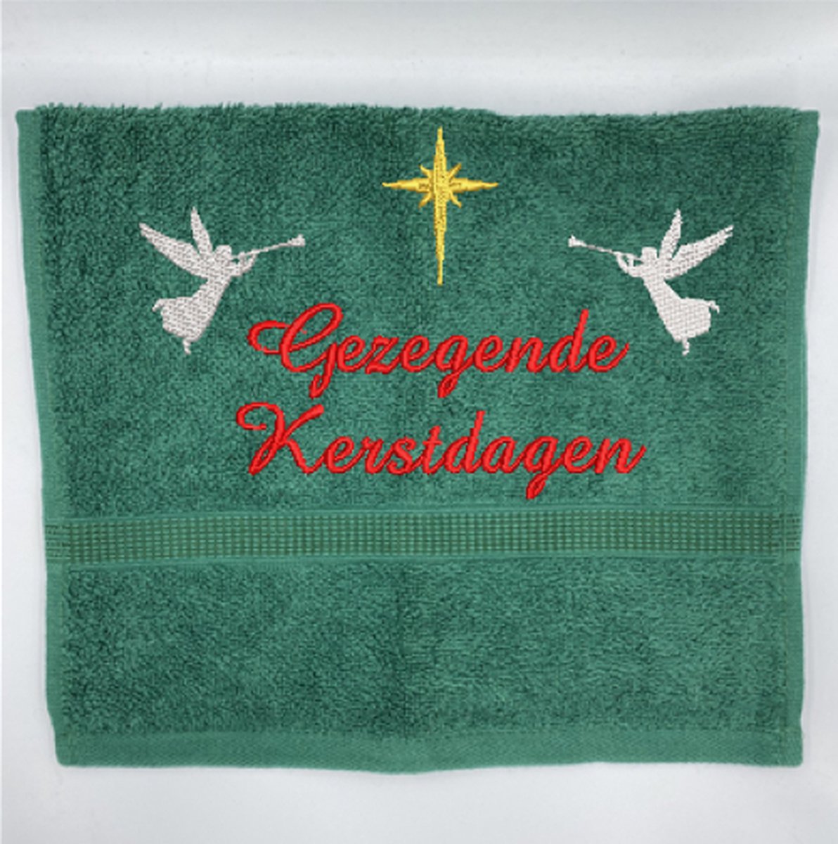 Gastendoekje - Kerst - Gezegende Kerstdagen - Engeltjes - Groen