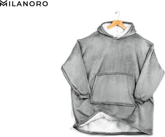 Couverture à capuche Milanoro - Gris foncé - Chaude et confortable - Avec manches et poche