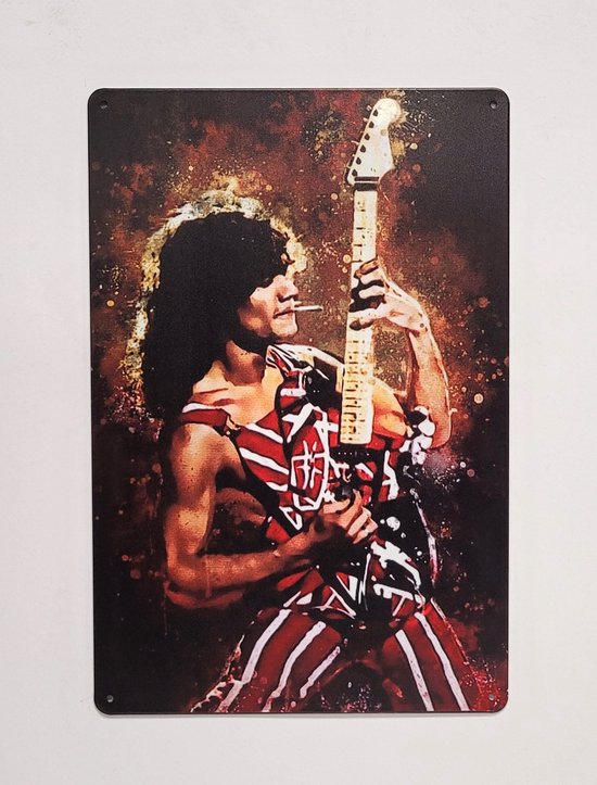 Eddie van Halen Gitarist Reclamebord van metaal METALEN-WANDBORD - MUURPLAAT - VINTAGE - RETRO - HORECA- BORD-WANDDECORATIE -TEKSTBORD - DECORATIEBORD - RECLAMEPLAAT - WANDPLAAT - NOSTALGIE -CAFE- BAR -MANCAVE- KROEG- MAN CAVE