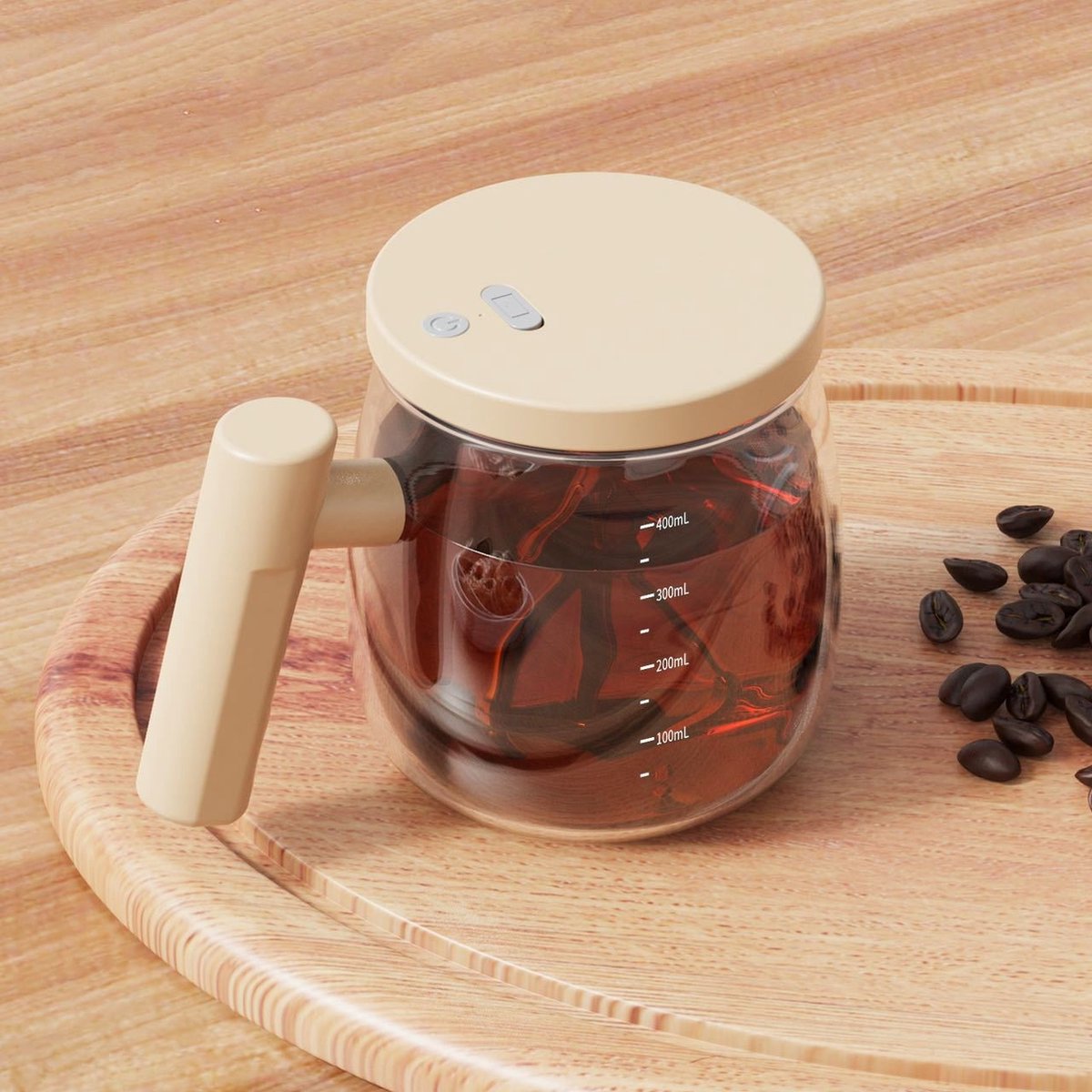 Automatische Roerbeker 400 ml – USB-oplaadbaar – Kaki