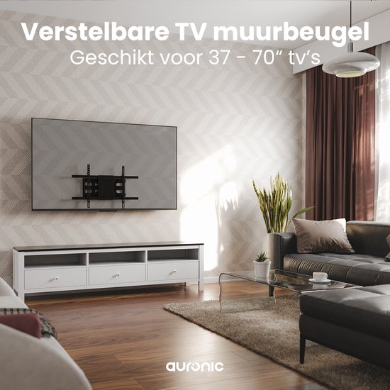 Auronic TV Beugel - TV Muurbeugel - Draaibaar en Kantelbaar - 37 tot 70 inch - Tot 60 KG - Zwart