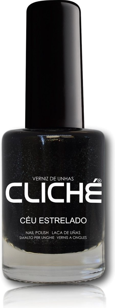 Goedkoopste Cliché - Nagellak - Zwart Shimmer Mini Glitter - Sterrenhemel - Céu Estrelado - 1 flesje met 11 ml inhoud - Nummer 154
