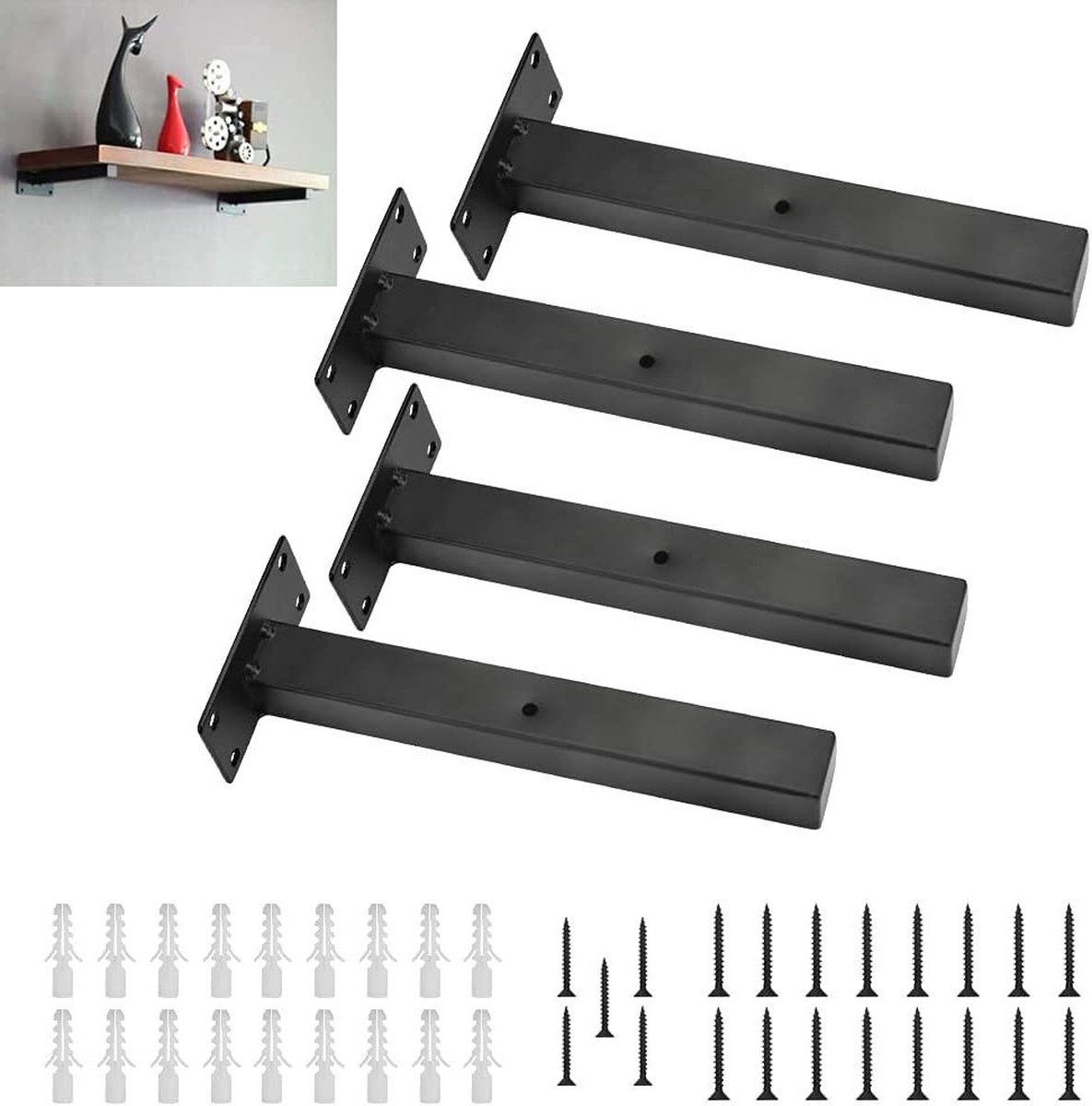 Plankdragers zwart ijzeren plankhouders - 4 stuks (20 cm) Washing Machine