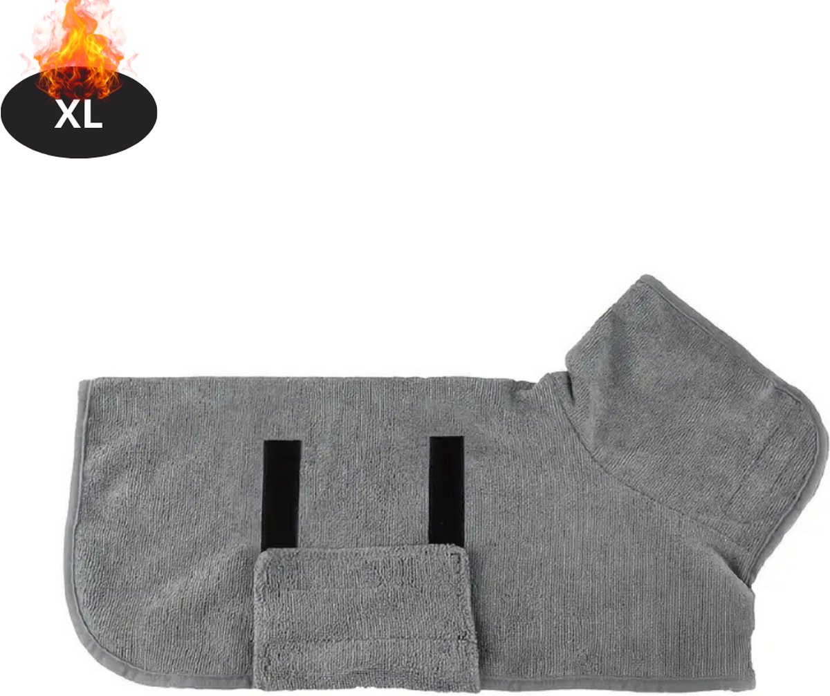 Nivard Hondenbadjas - Hondenhanddoek - Voor Honden - Hondenkleding - Hondentrui - Hoodie - Sneldrogend - Grijs - XL