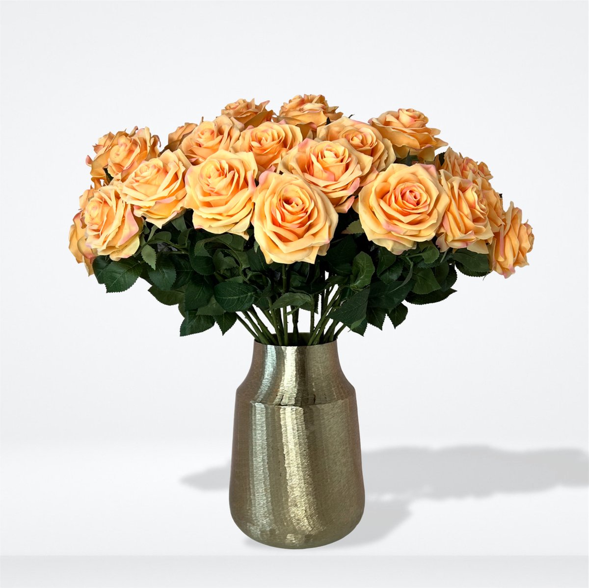 Boeket zijden rozen - Kunstbloemen - peach - 10 stuks - 63cm