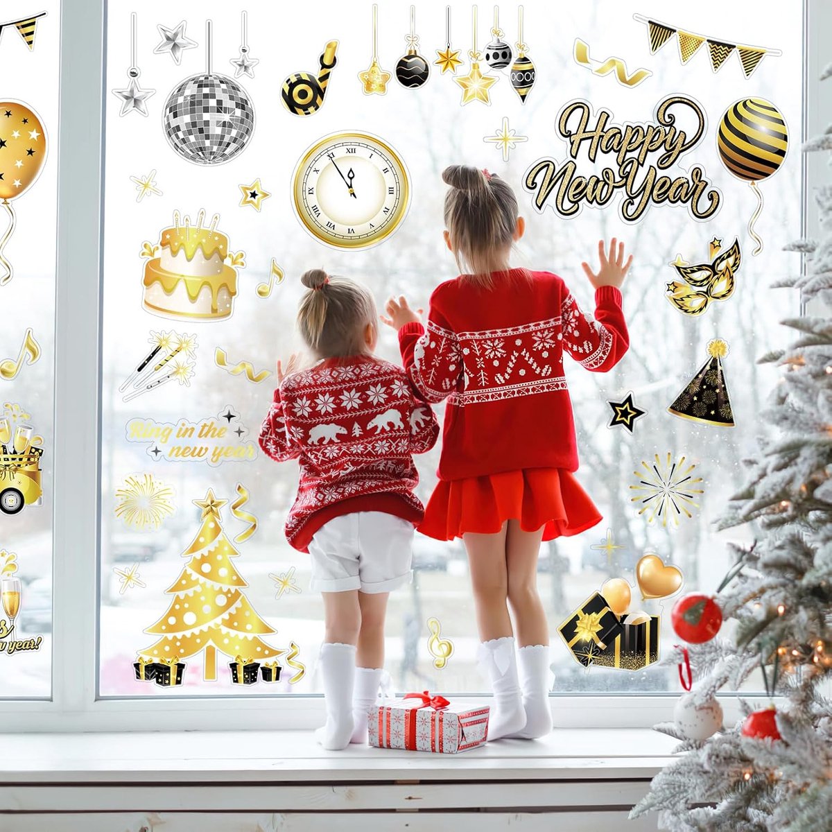 HOWAF 108 Stickers New Year's Eve 2026, Happy New Year Stickers Happy New Year Stickers for Gift New Year's Eve Decoration 2026 New Year Decoration, B HOWAF 108 Stickers New Year's Eve 2026, Happy New Year Stickers Happy New Year Stickers for Gift New Year's Eve Decoration 2026 New Year Decoration, B