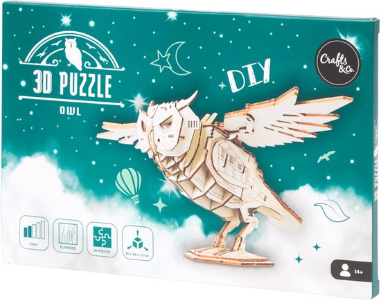 Puzzle 3D en bois - Puzzle 3D mécanique - Hibou - Puzzle Hibou | Puzzle Hibou en Bois - Puzzle 3D - Puzzle Mécanique