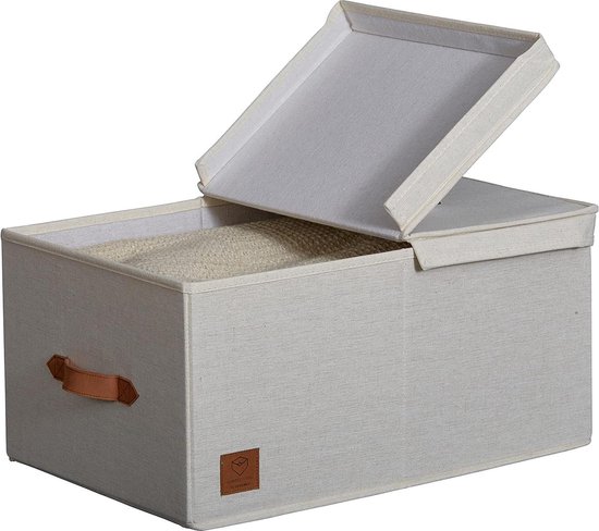 LOVE IT STORE IT - Premium - Grande Boite de Rangement avec Couvercle - Panier Rangement en Lin