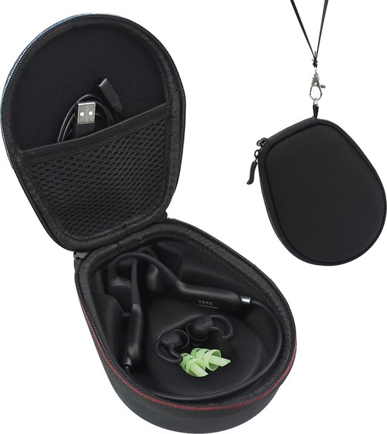 YONO Housse de protection adaptée pour Shokz OpenRun - Pro - 2 - Mini - OpenMove - AfterShokz Aeropex - Trekz - Titanium - Air - Hard Case - Case - Zwart